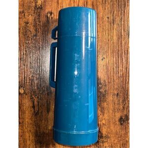 Aladdin Plaid Thermos 1 Pint Blue Vintage With Cup And Stopper